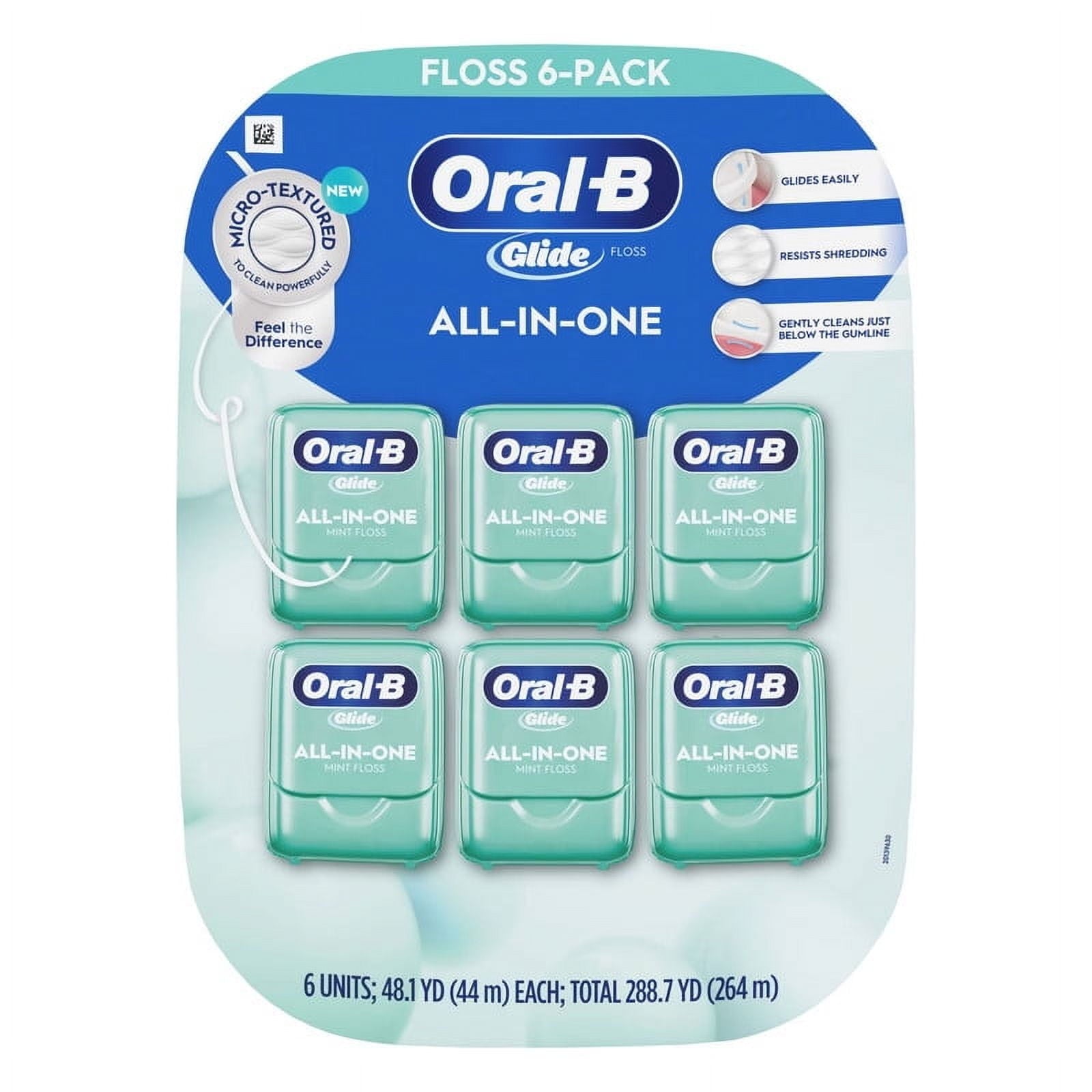 Glide Dental Floss All-in-One Mint Floss 48.1 Yard Each - 6 Pack