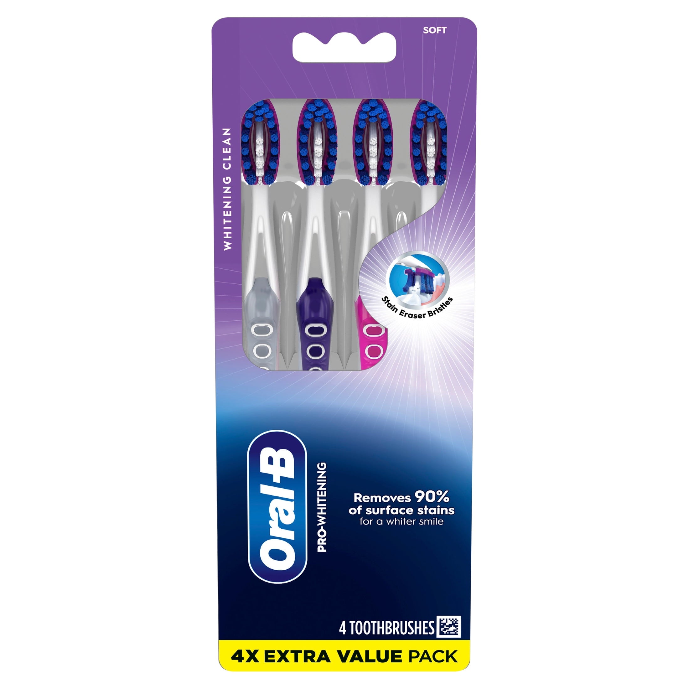 Toothbrush, Pro Whitening Toothbrushes, Soft, 4 Count