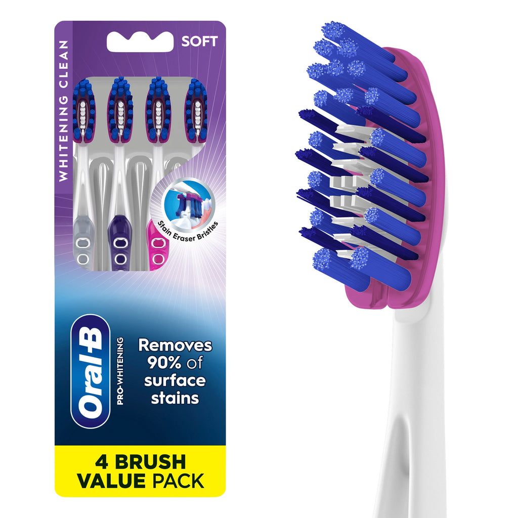 Toothbrush, Pro Whitening Toothbrushes, Soft, 4 Count
