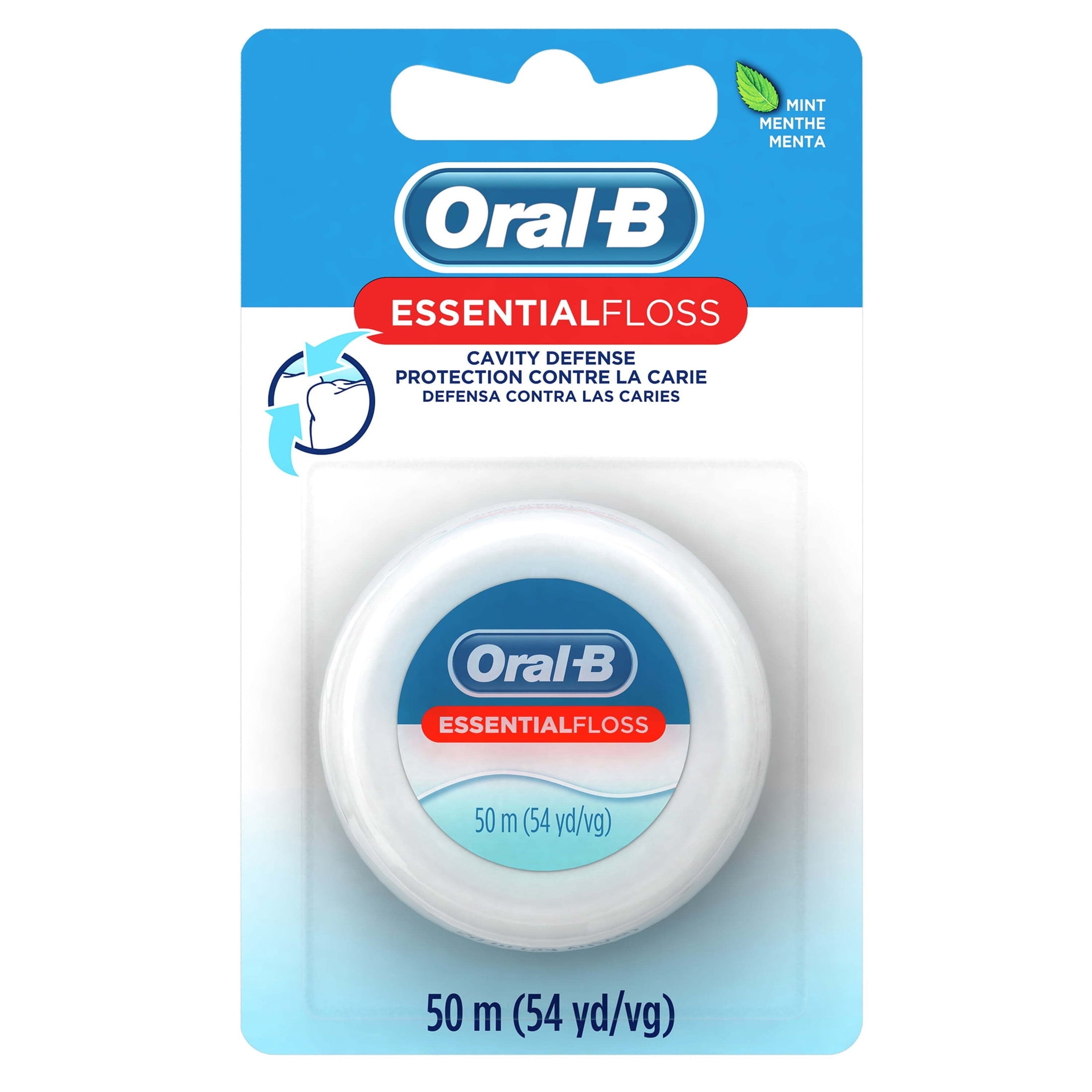 Floss, Essential Floss Mint Waxed Dental Floss, Cavity Defense, 50 m