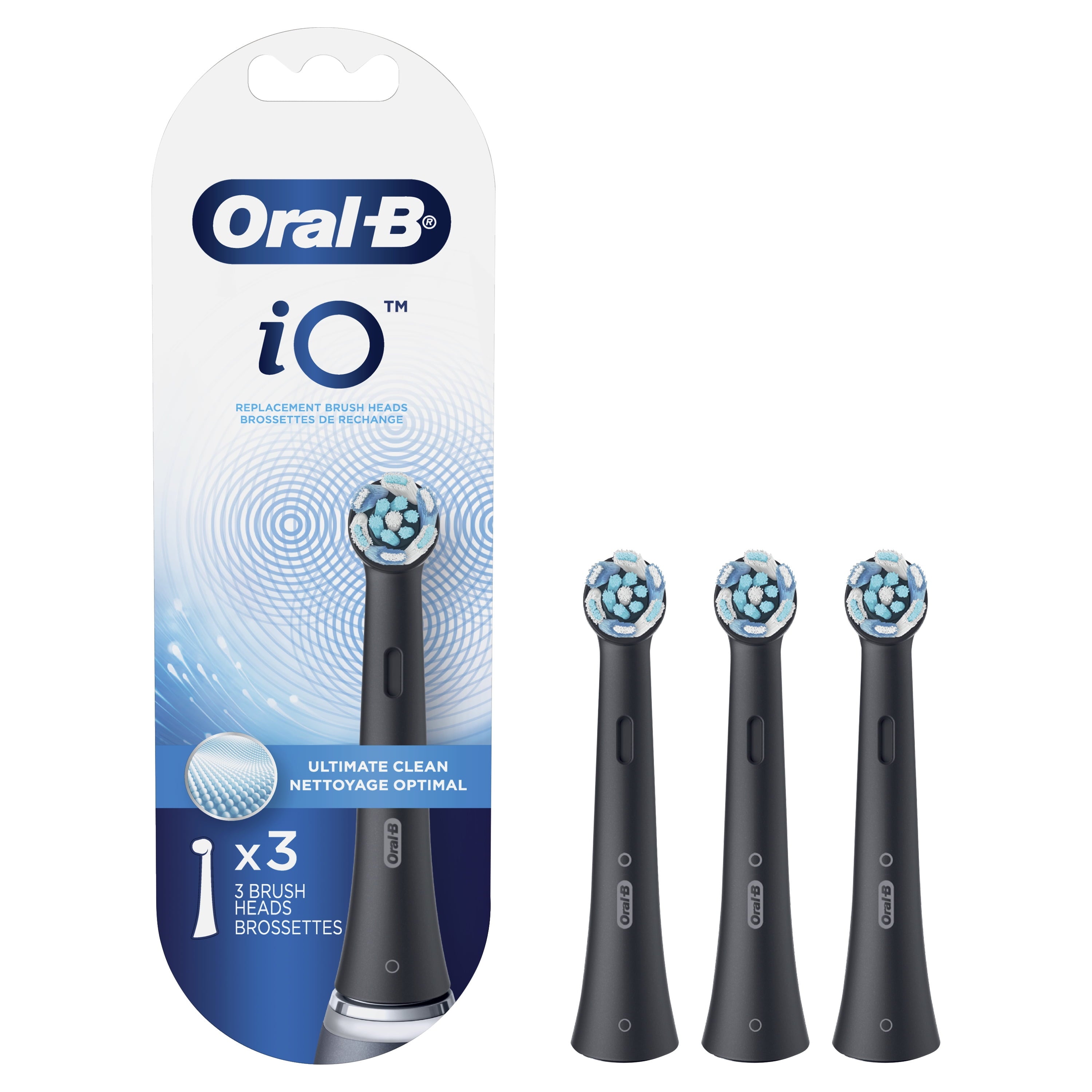 iO Ultimate Clean Replacement Brush Heads, Black, 3 Count