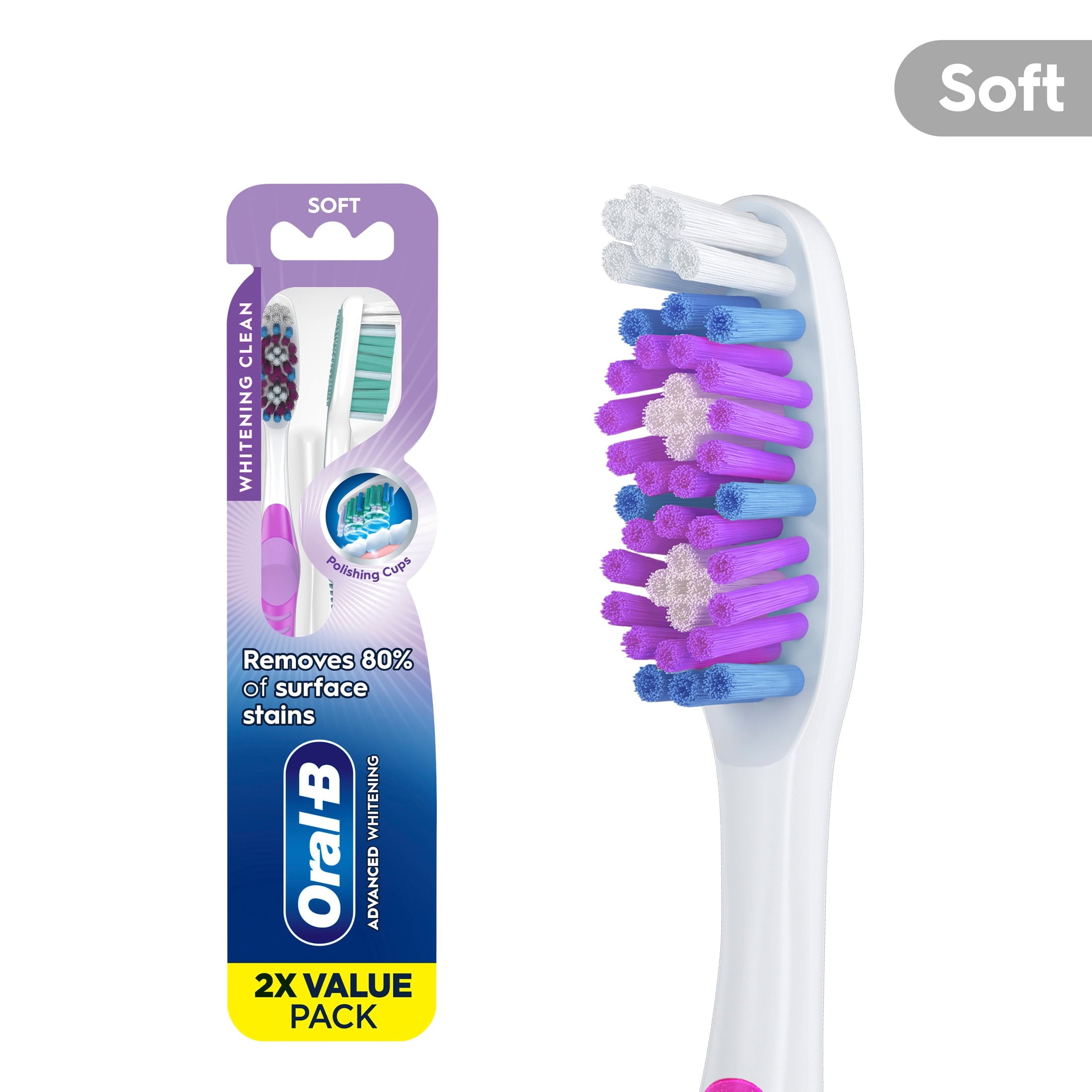 Toothbrush, Advanced Whitening Manual, Soft, 2 Count