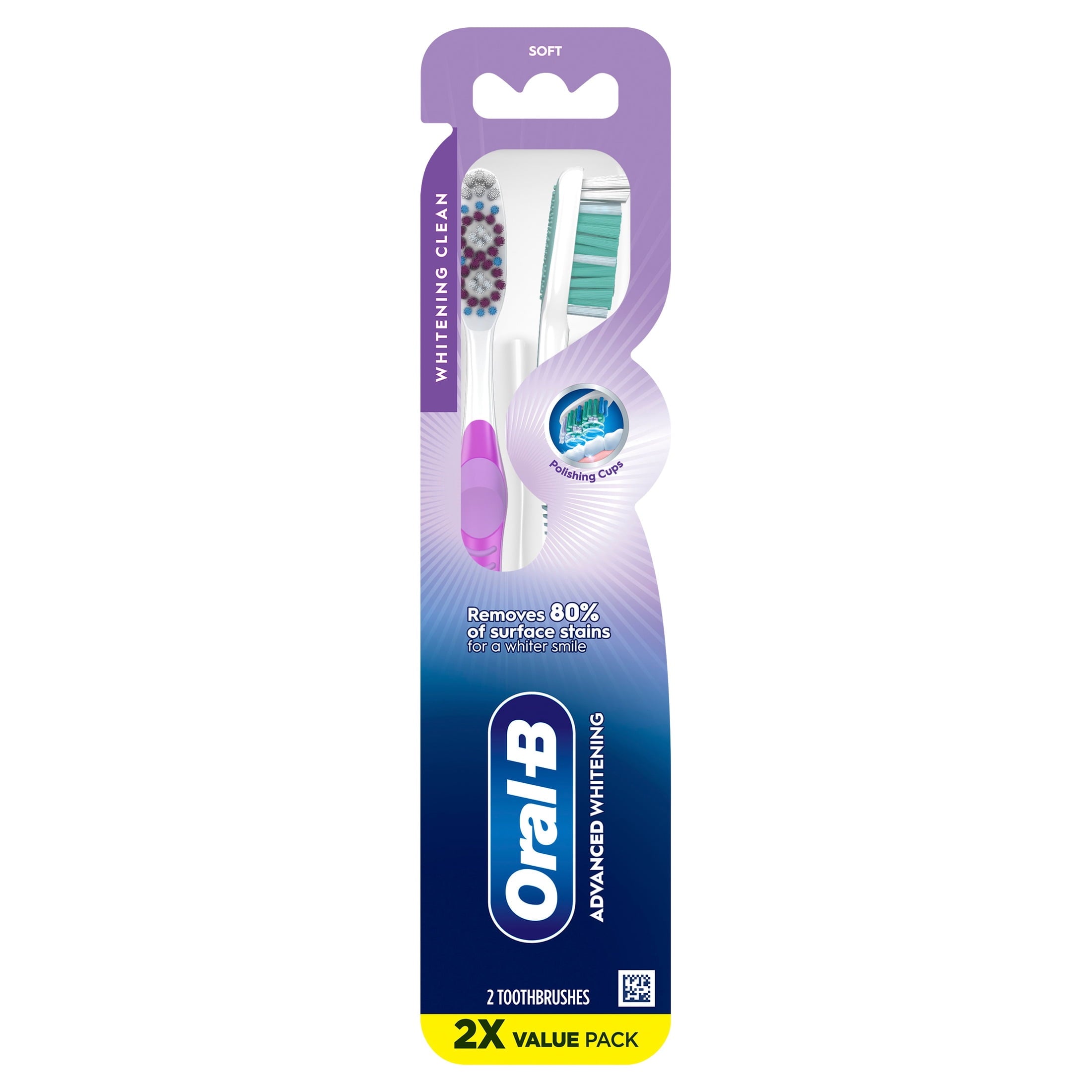 Toothbrush, Advanced Whitening Manual, Soft, 2 Count