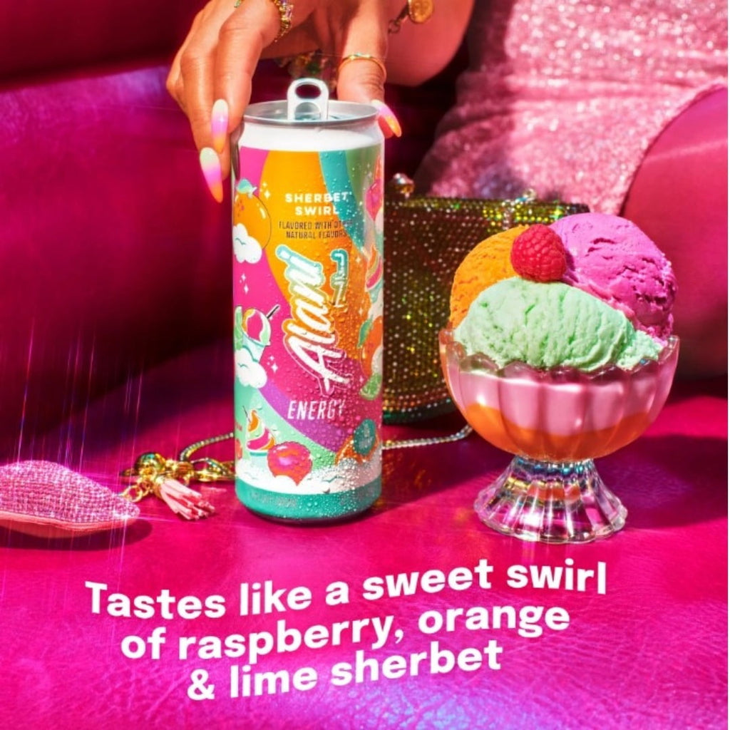 New  Energy Drink, Sherbet Swirl Flavor, 12 fl oz Cans, 6 Pack
