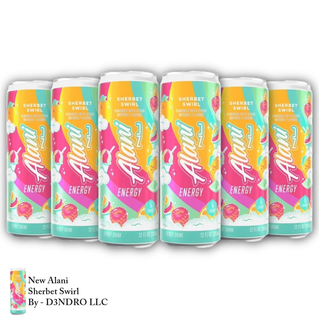 New  Energy Drink, Sherbet Swirl Flavor, 12 fl oz Cans, 6 Pack