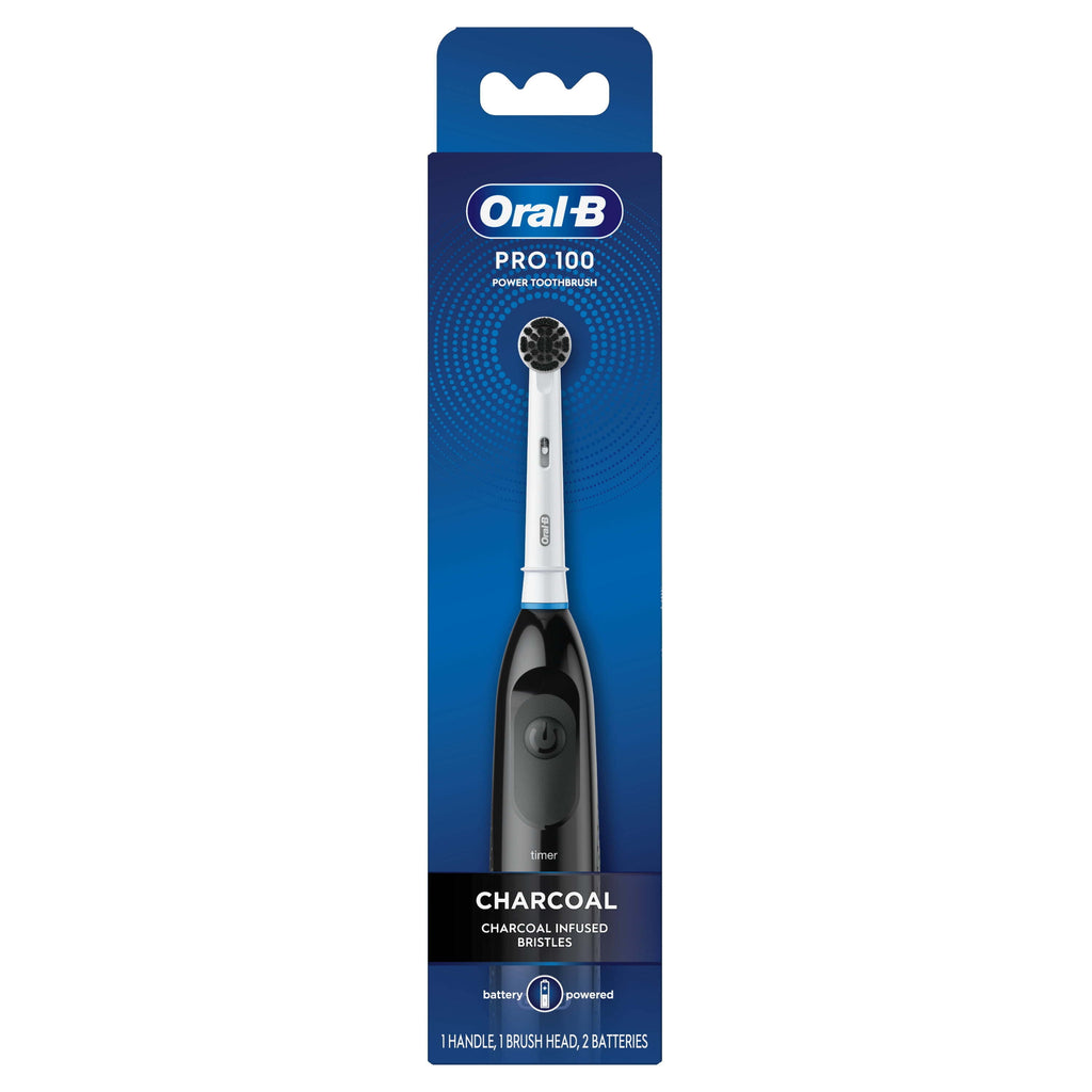 Clinical Charcoal Battery Electric Toothbrush, Black, for and Children 3+
