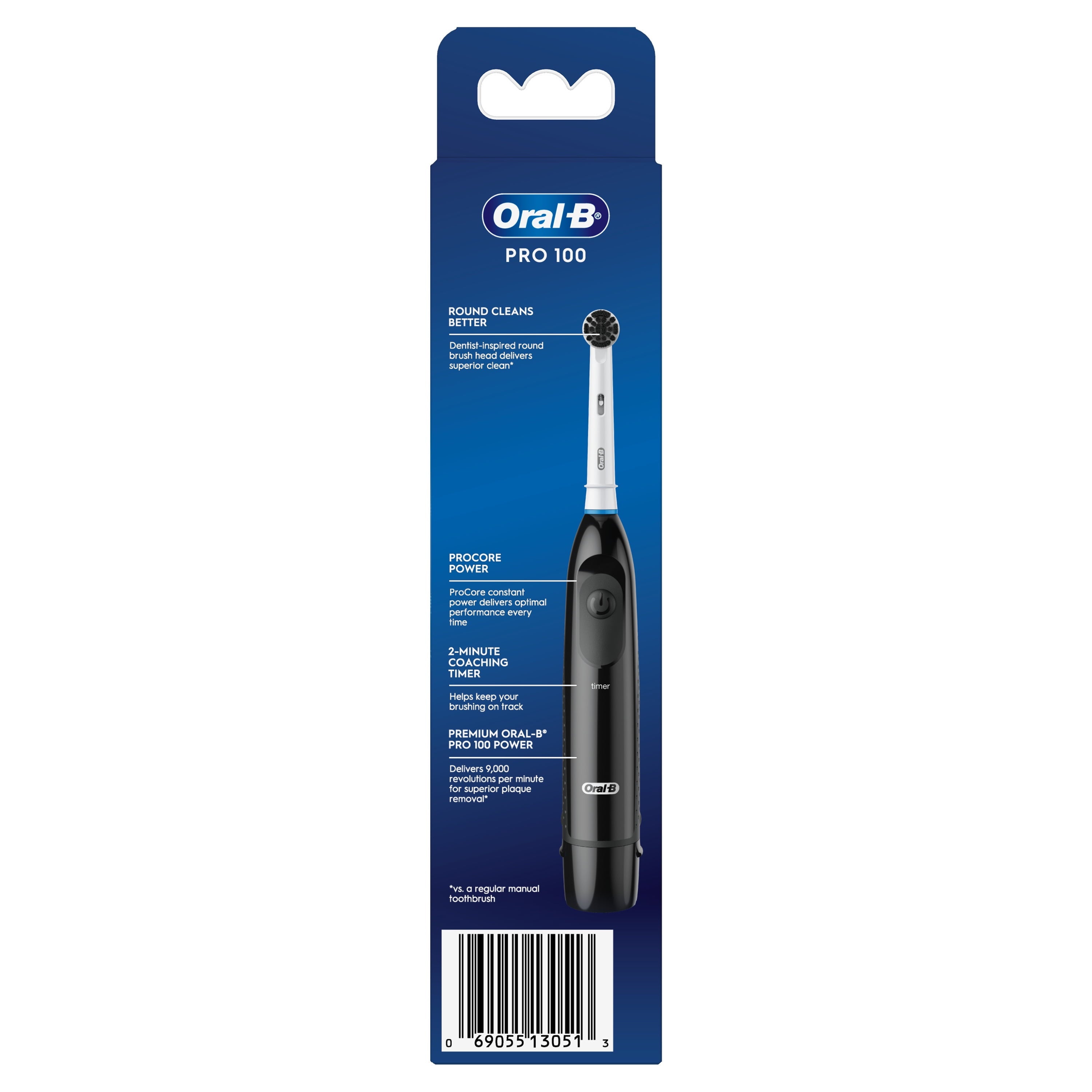 Clinical Charcoal Battery Electric Toothbrush, Black, for and Children 3+