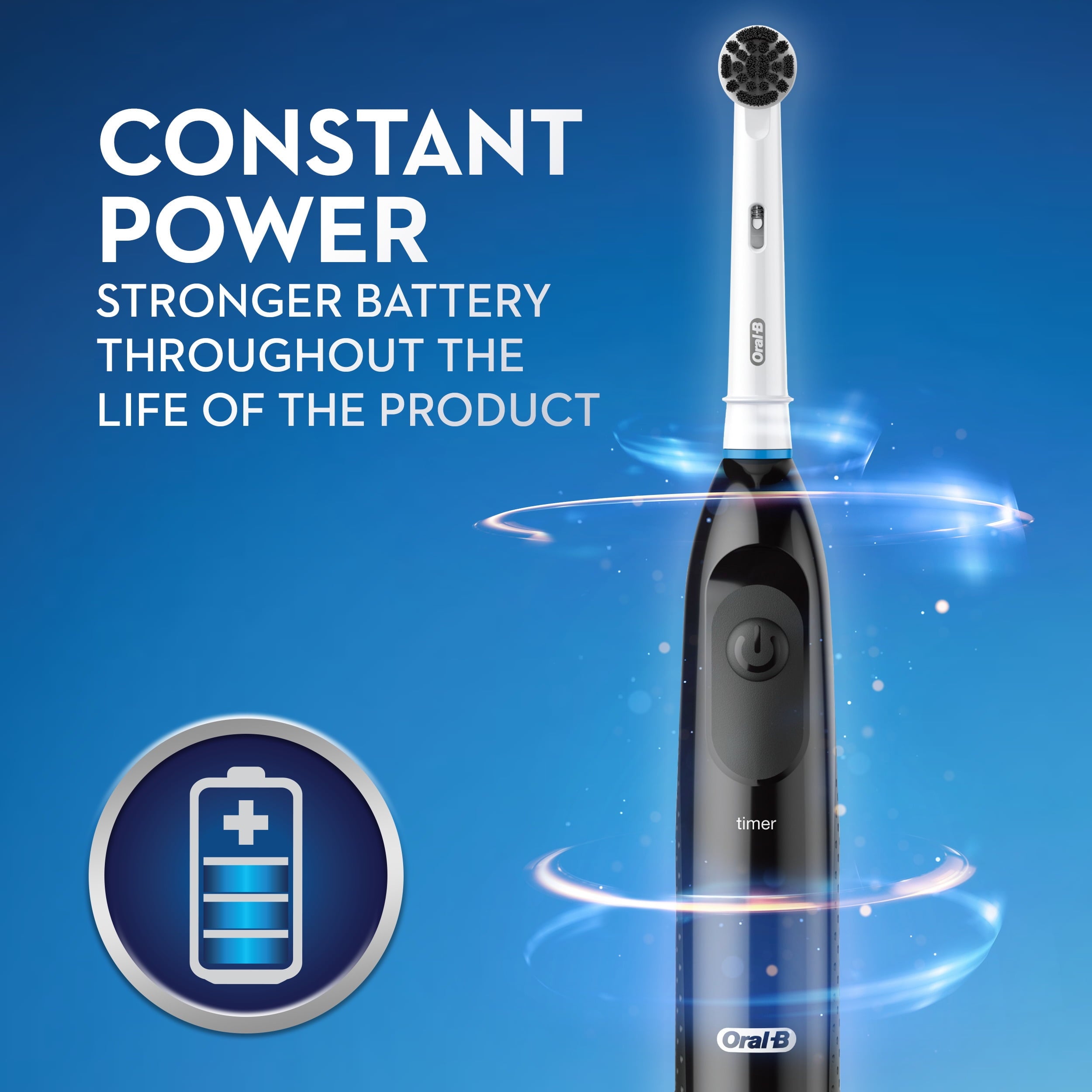 Clinical Charcoal Battery Electric Toothbrush, Black, for and Children 3+