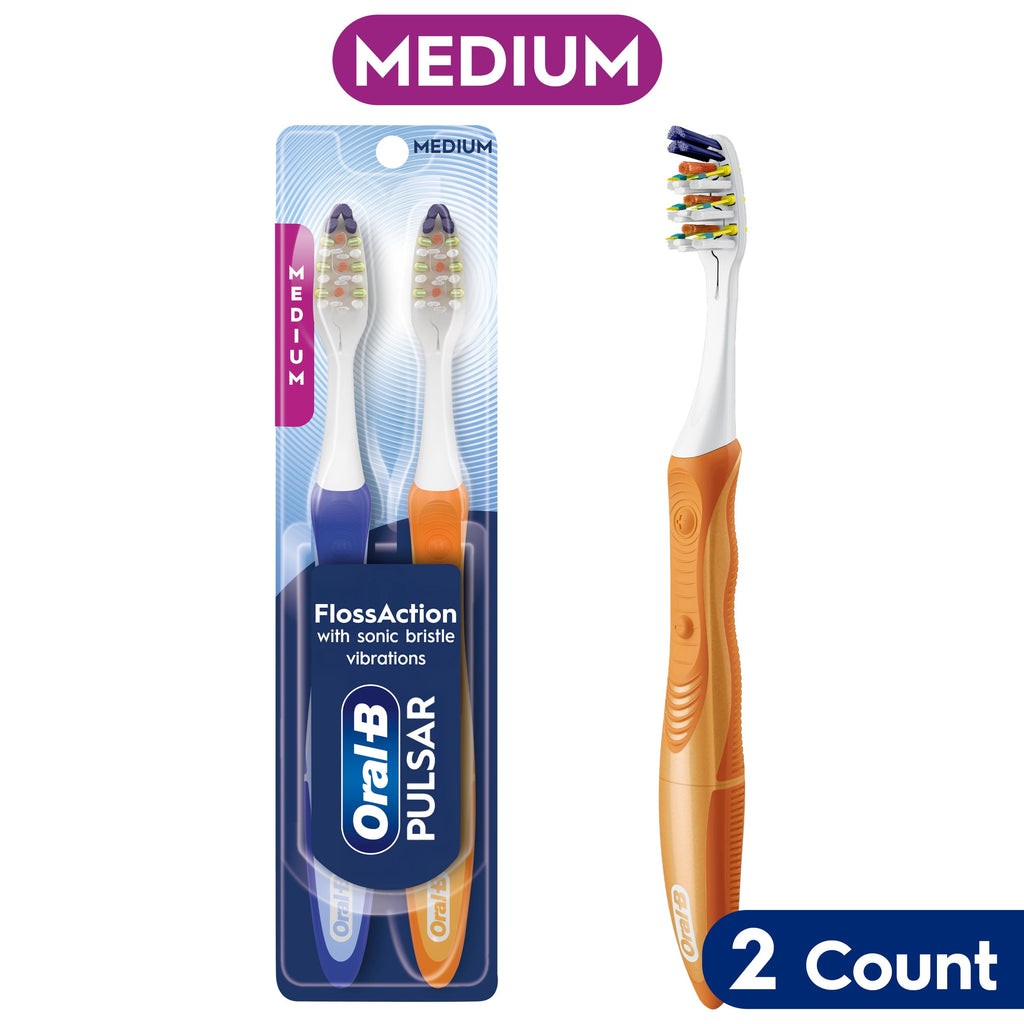 Toothbrush Pack, Expert Clean Pulsar Battery Powered Toothbrush, Medium, 2 Count