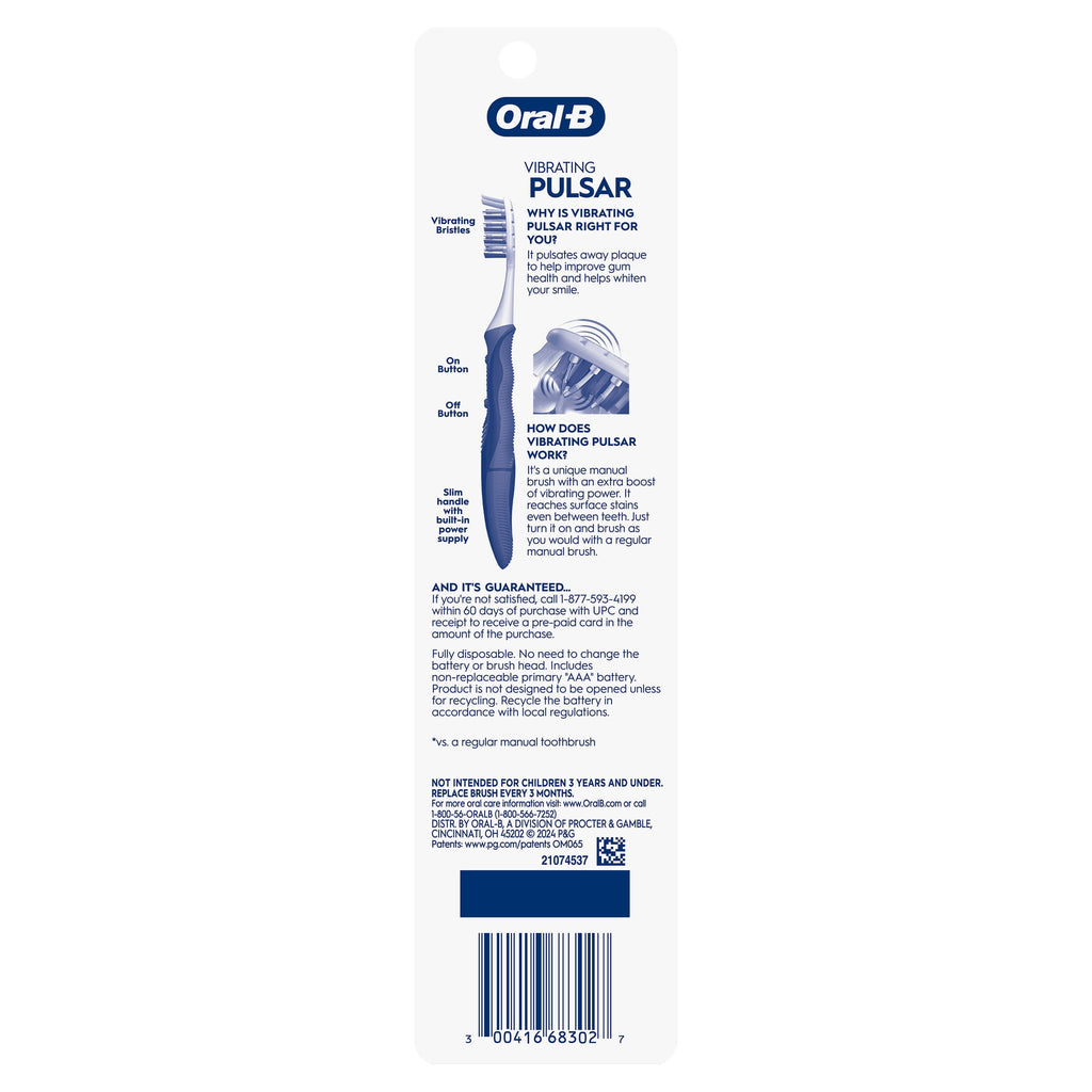 Toothbrush Pack, Expert Clean Pulsar Battery Powered Toothbrush, Medium, 2 Count