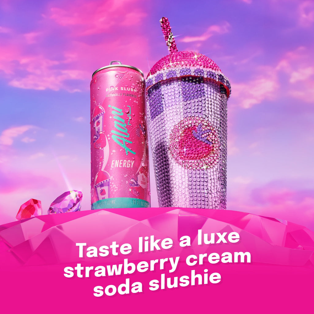 Sugar Free Energy Drink, Pink Slush, 12 fl oz, 12 Pack, Cans, 200mg Caffeine