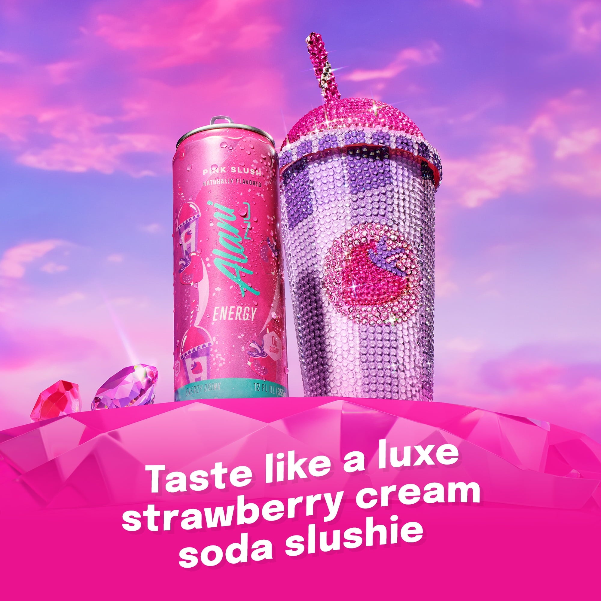 Sugar Free Energy Drink, Pink Slush, 12 fl oz, 12 Pack, Cans, 200mg Caffeine