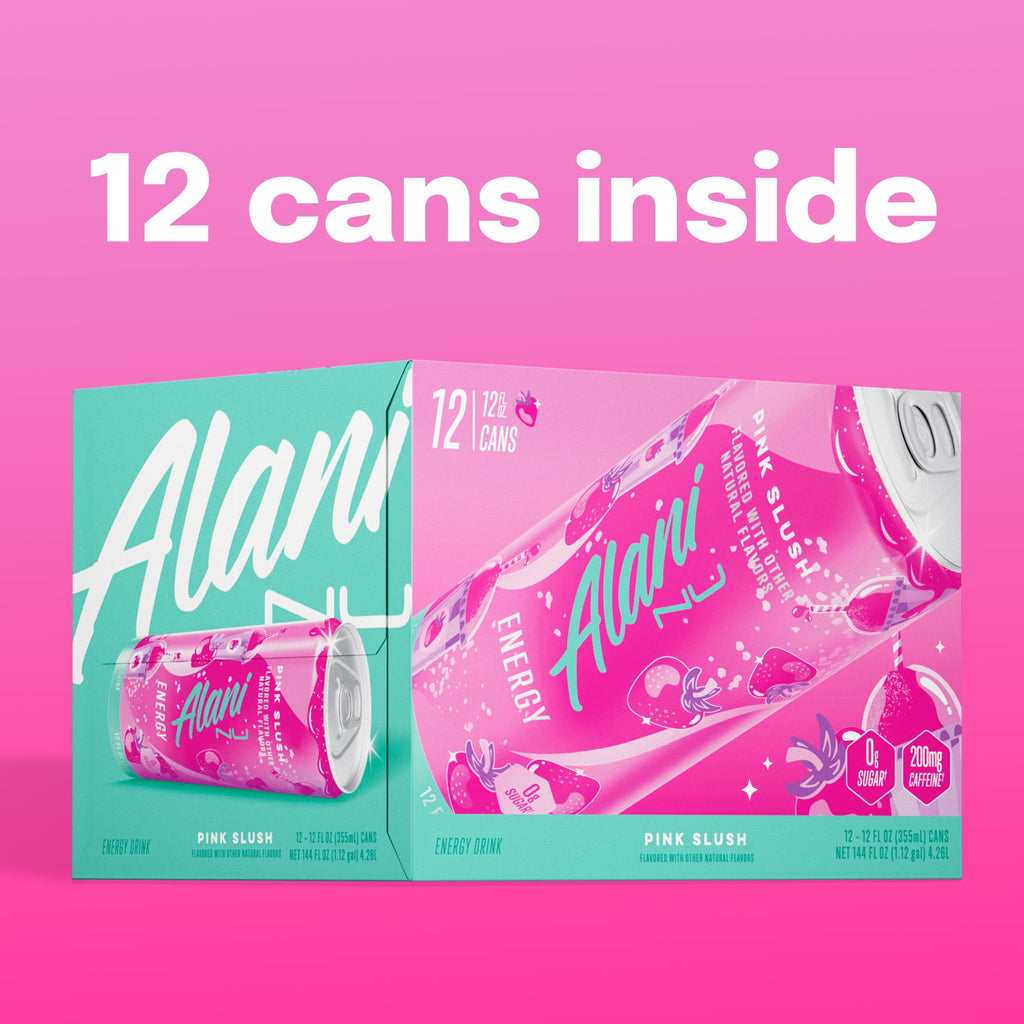 Sugar Free Energy Drink, Pink Slush, 12 fl oz, 12 Pack, Cans, 200mg Caffeine
