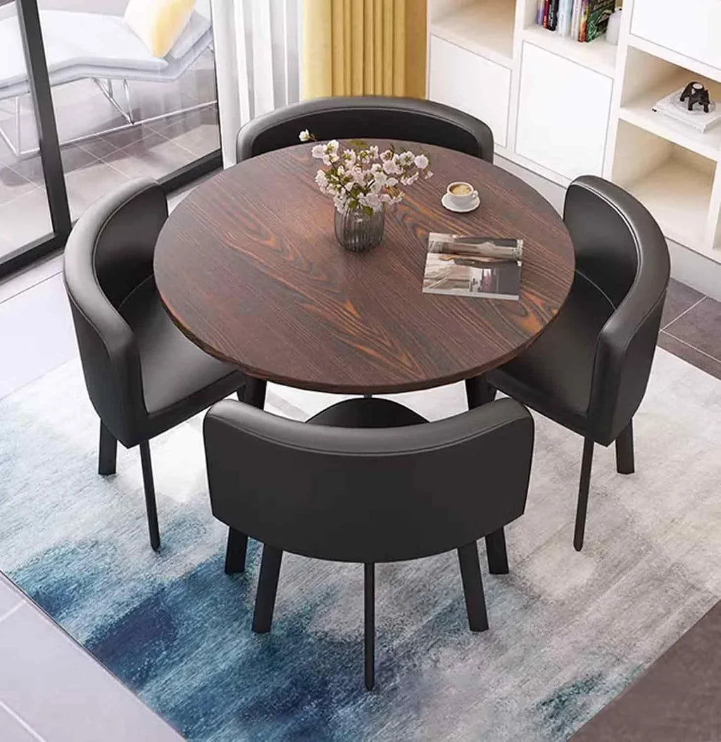 A 4-person conference table and chair set, office reception room club table and chair combination, suitable for living room / central area / farmhouse / home office, medieval style table and chair set