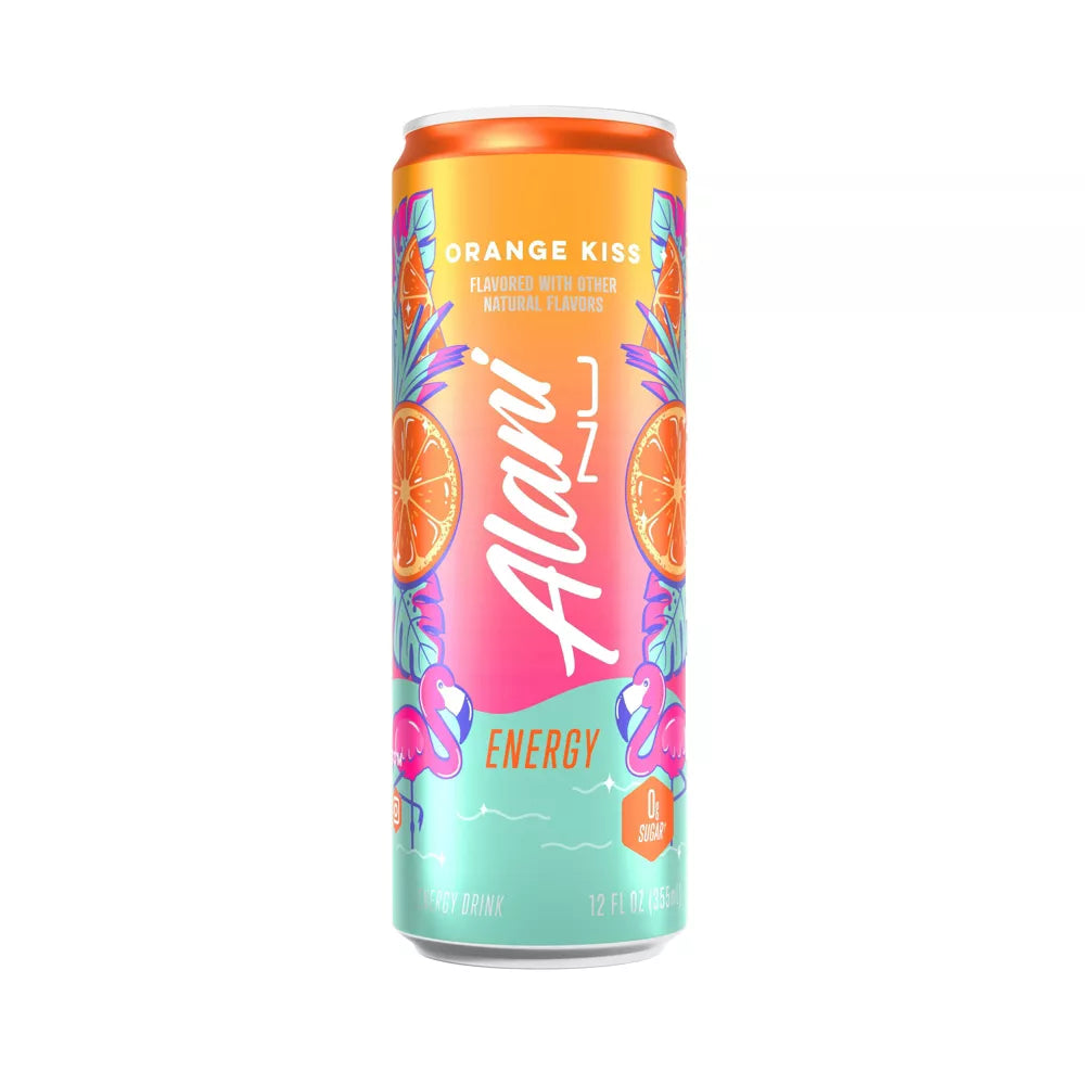 Orange Kiss Energy Drink, 12 fl oz Cans, Pack of 6