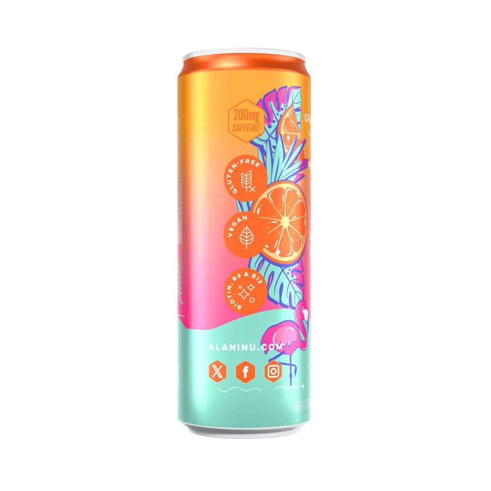 Orange Kiss Energy Drink, 12 fl oz Cans, Pack of 6