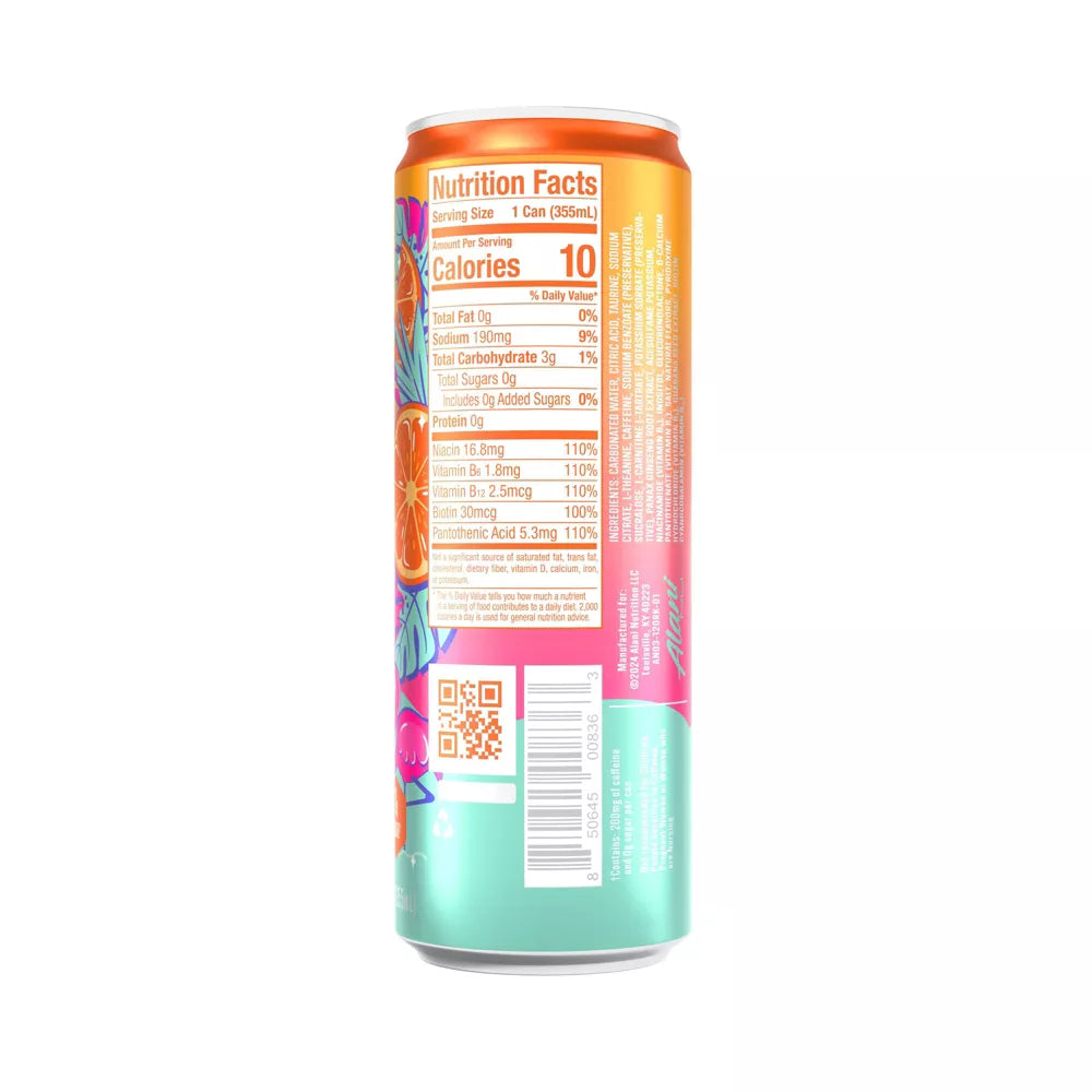 Orange Kiss Energy Drink, 12 fl oz Cans, Pack of 6