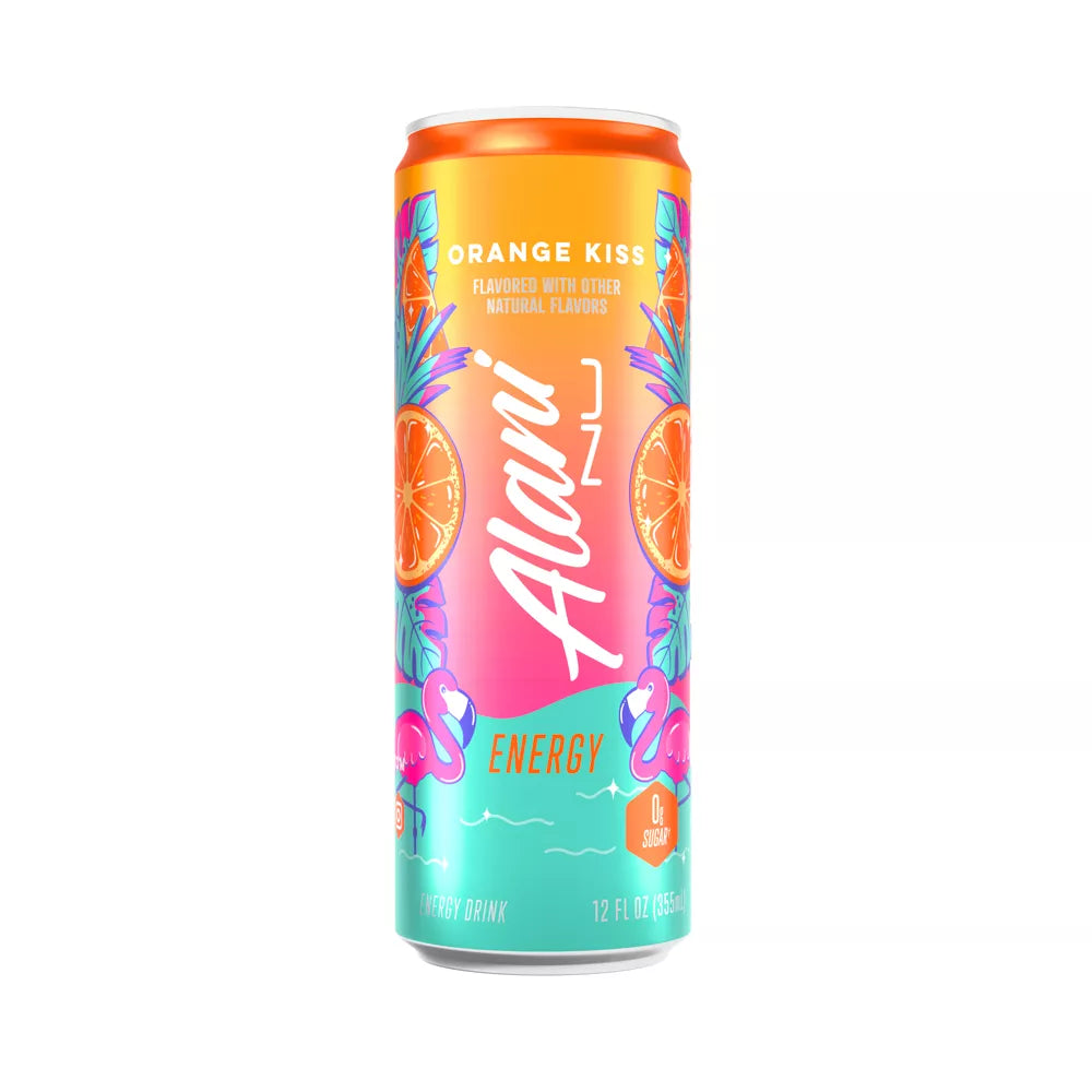 Orange Kiss Energy Drink, 12 fl oz Cans, Pack of 6