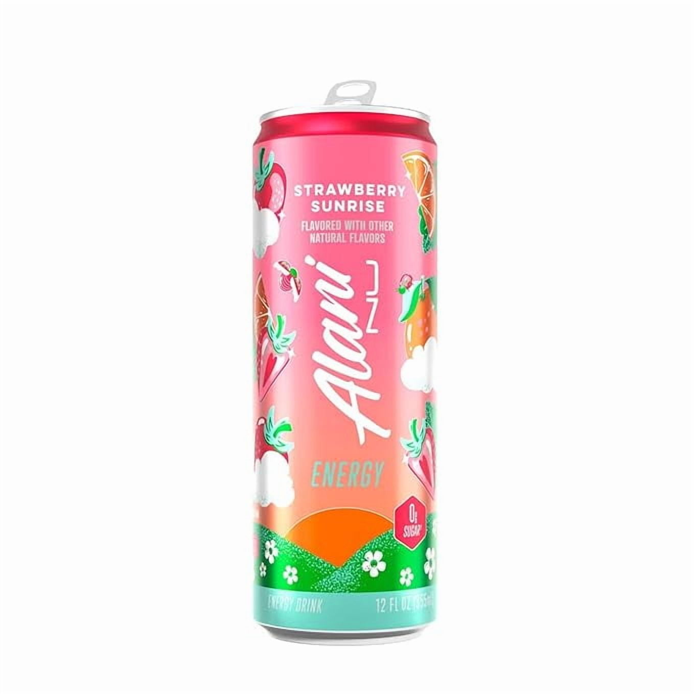 New  Energy Drinks Strawberry Sunrise Low - Calorie, Zero Suger, Energy Boost Drinks 12 oz (6 Pack)