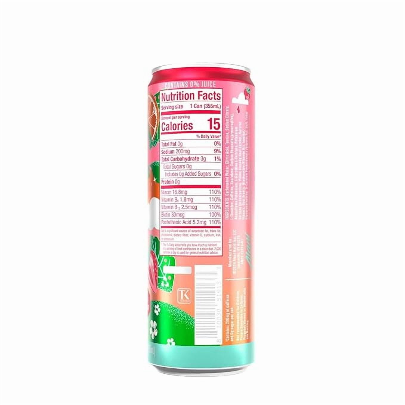 New  Energy Drinks Strawberry Sunrise Low - Calorie, Zero Suger, Energy Boost Drinks 12 oz (6 Pack)