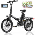 AIRWEST 20 in Foldable Electric Bike for Adults, Compact Commuter eBike with 500W Motor 750W Peak, Removable 48V 7.8Ah Battery, 50 Miles PAS...