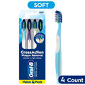 Toothbrush Pack, Pro-Clean CrossAction Plaque Removal Manual Toothbrush, Soft Bristles, 4 Count