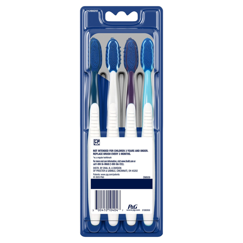 Toothbrush Pack, Pro-Clean CrossAction Plaque Removal Manual Toothbrush, Soft Bristles, 4 Count