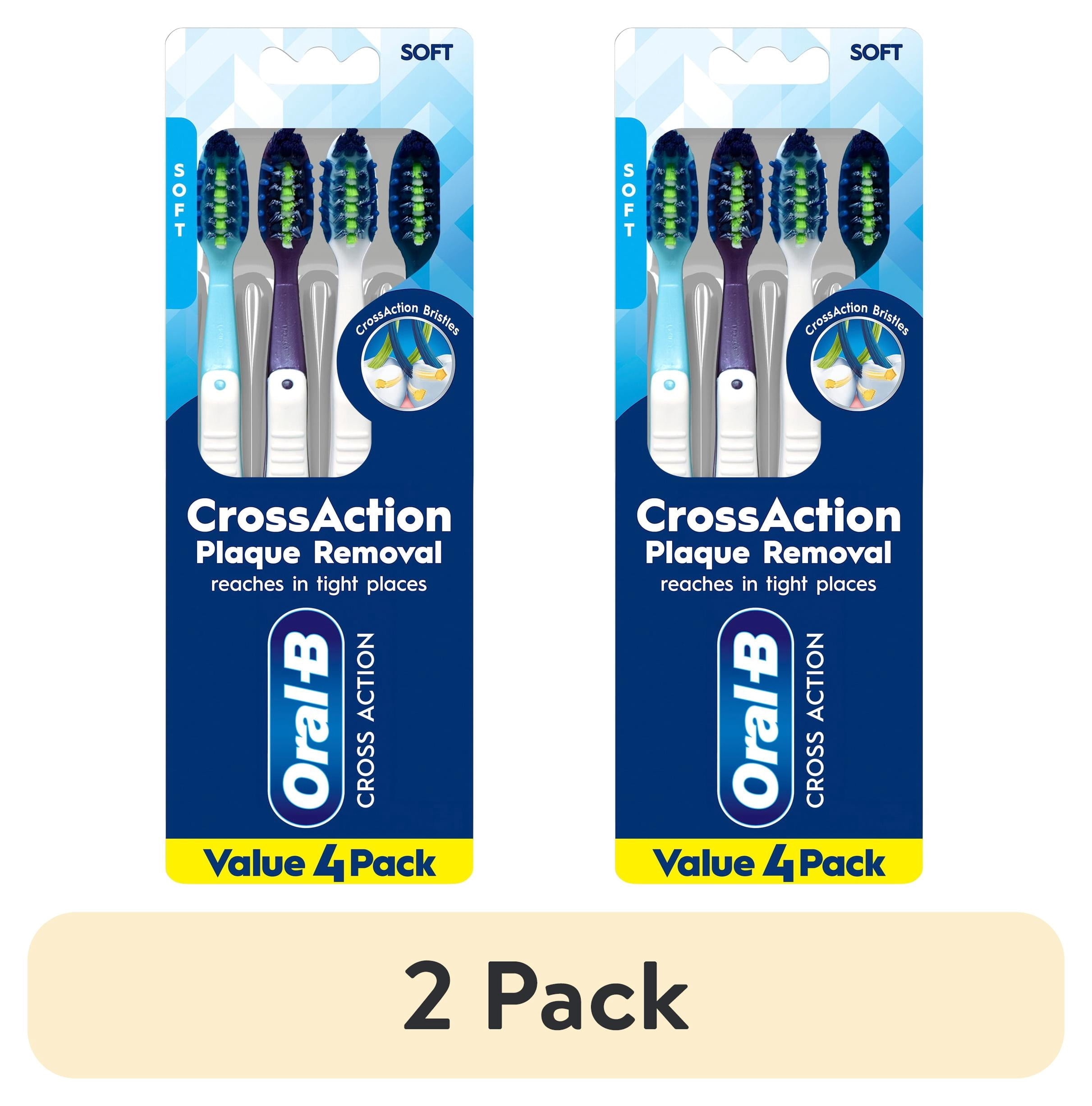 Toothbrush Pack, Pro-Clean CrossAction Plaque Removal Manual Toothbrush, Soft Bristles, 4 Count