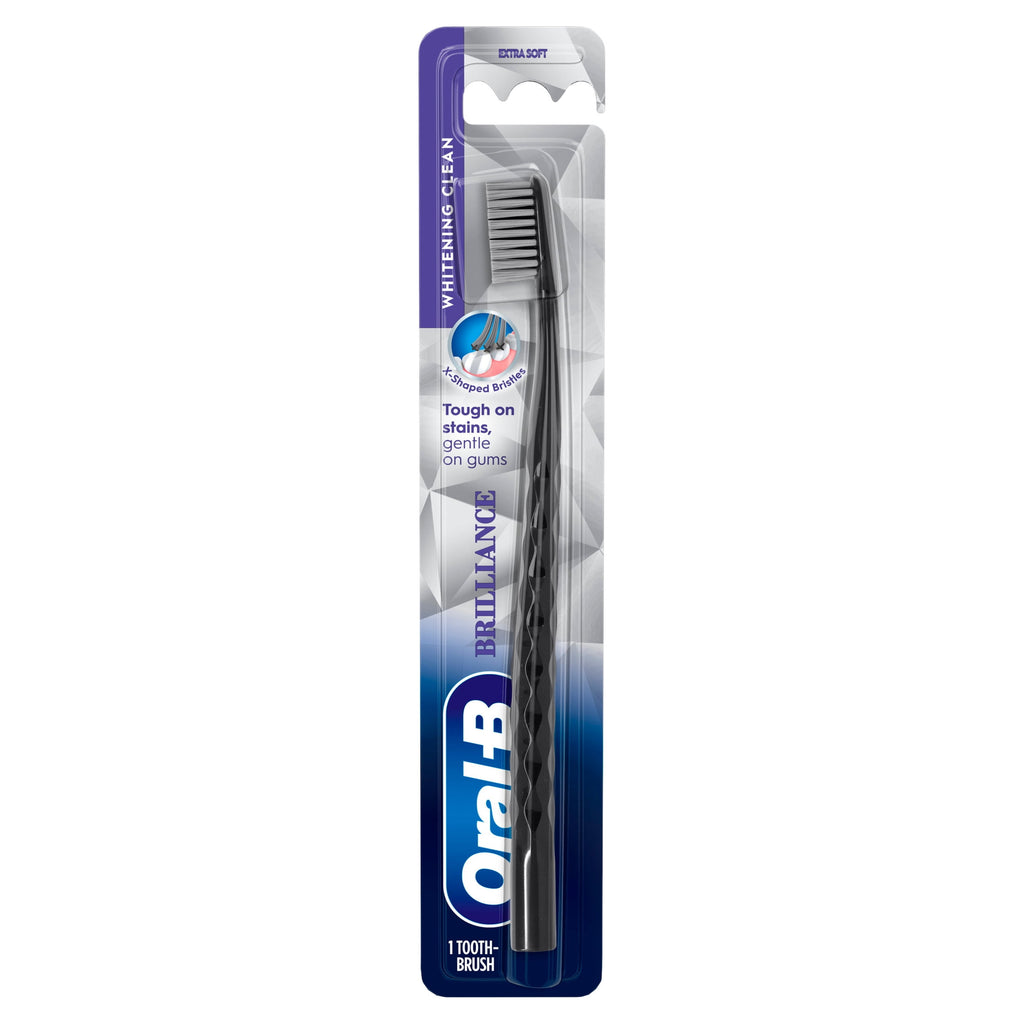 (4 pack)  Toothbrush Pro Whitening Brilliance, Extra Soft, Black, 1 Count