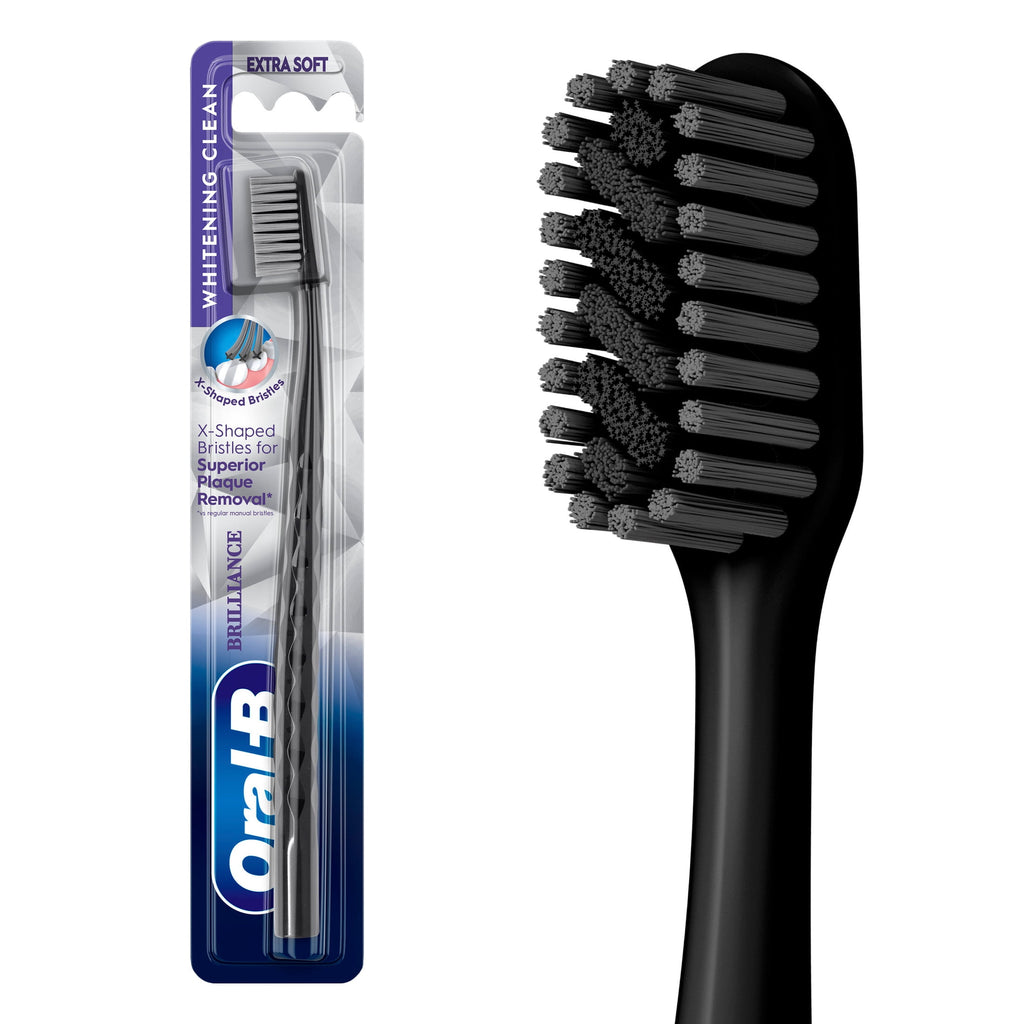 (4 pack)  Toothbrush Pro Whitening Brilliance, Extra Soft, Black, 1 Count