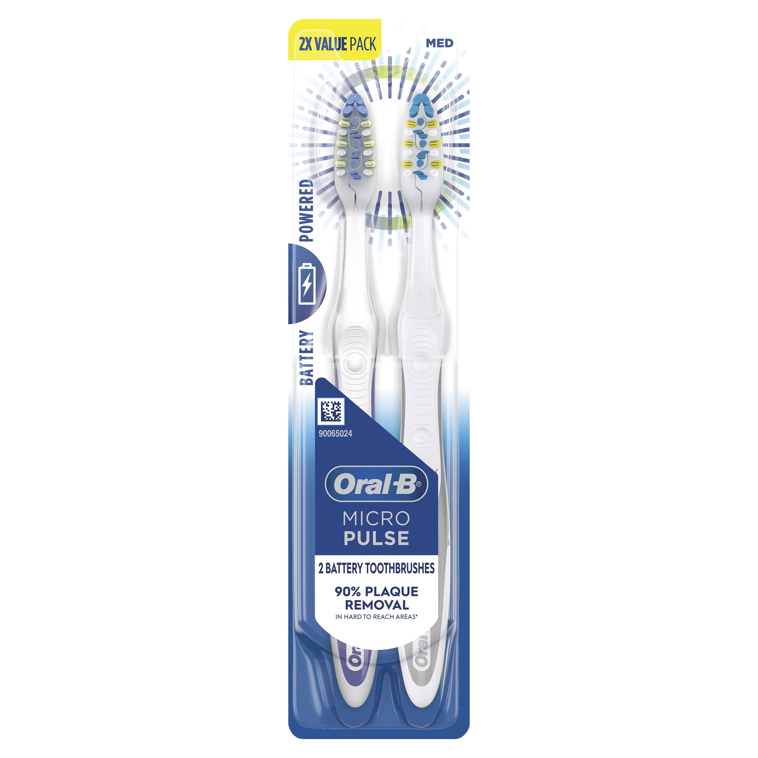 Battery Electric Toothbrush, Medium, 2 Ct