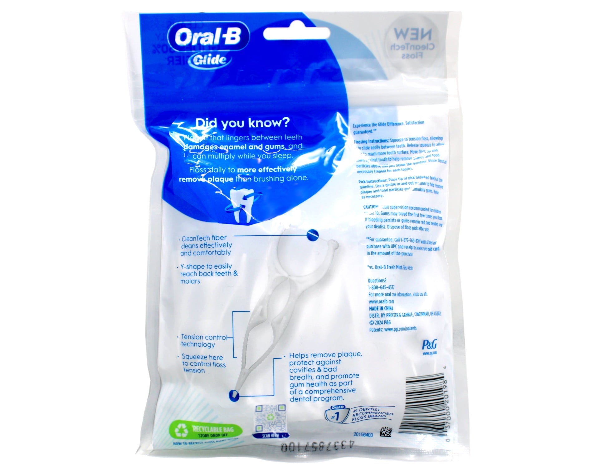 Glide Pro-Health Advanced Dental Floss Picks, 30 Count