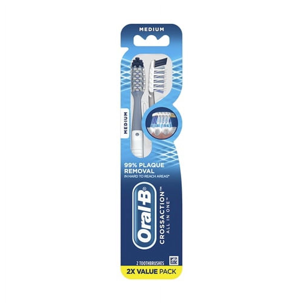 Cross Action All In One Toothbrush Twin Pack, Medium Bristle, 2 Ea, 3 Pack