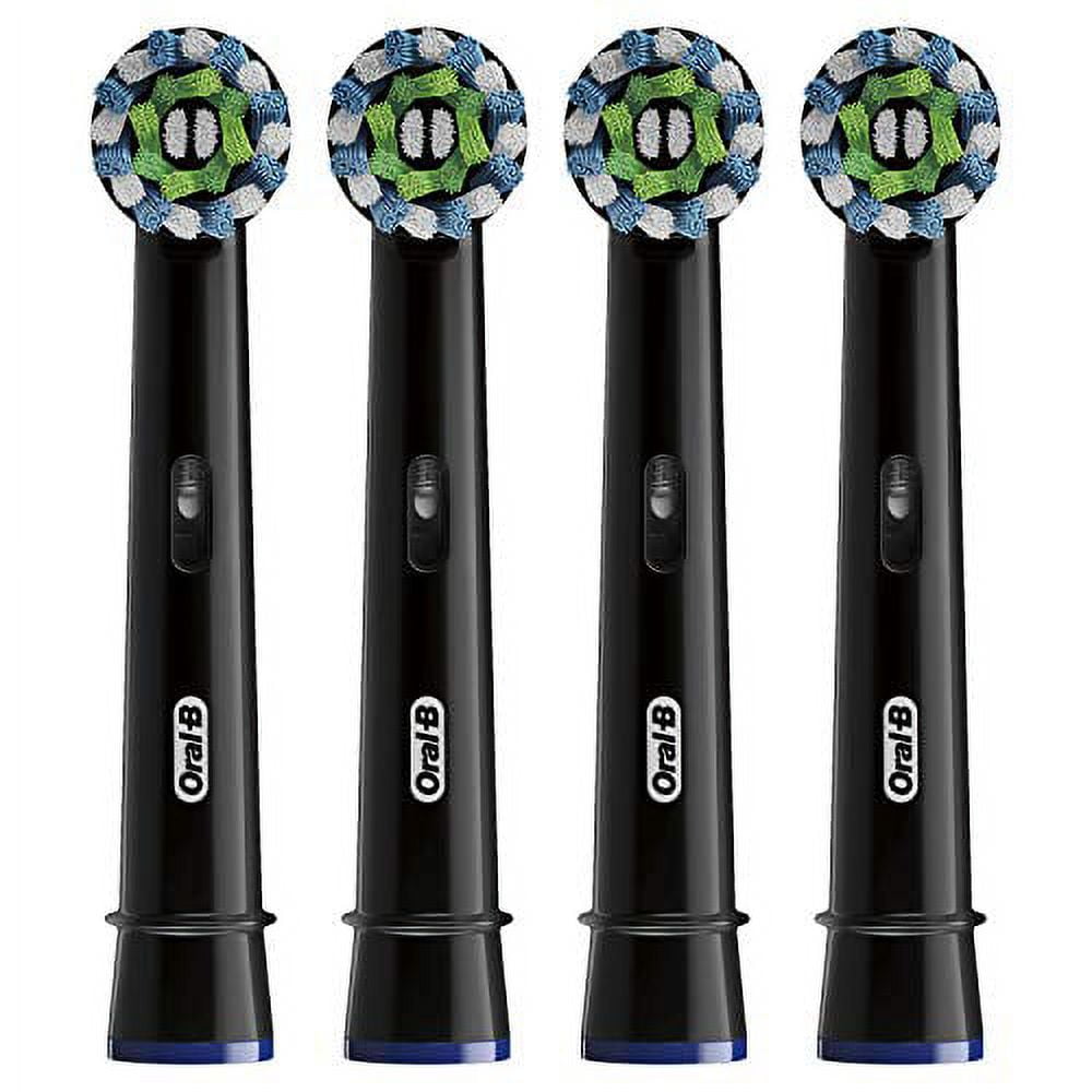 Crossaction Electric Toothbrush Replacement Brush Head Refills, Black, 4 Count