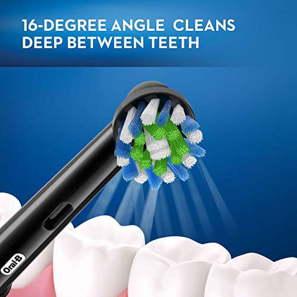 Crossaction Electric Toothbrush Replacement Brush Head Refills, Black, 4 Count