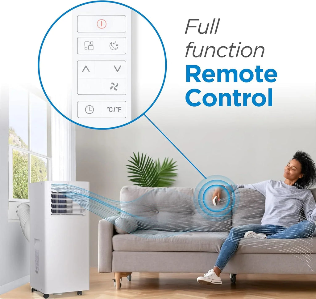 Portable Air Conditioner, 12,000 BTU (8,000 BTU SACC) for Rooms up to 550 Sq. Ft., Portable AC with Follow Me Remote Control and Window Kit, BPACT12WT, White