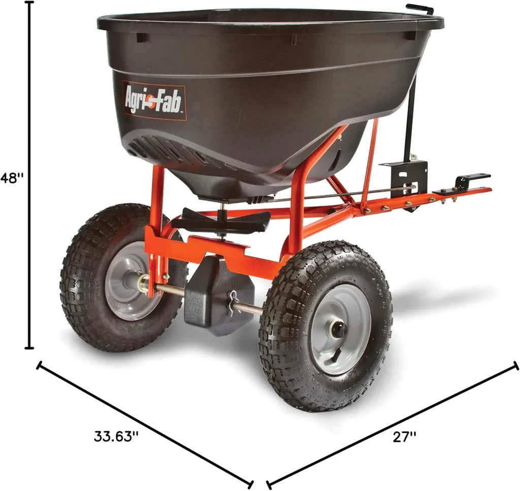Tow-Behind Lawn & Garden Broadcast Spreader for Seed,Fertilizer,Salt,Ice Melt; Easy to use Flow Control from Seat of Riding Lawn Mower
