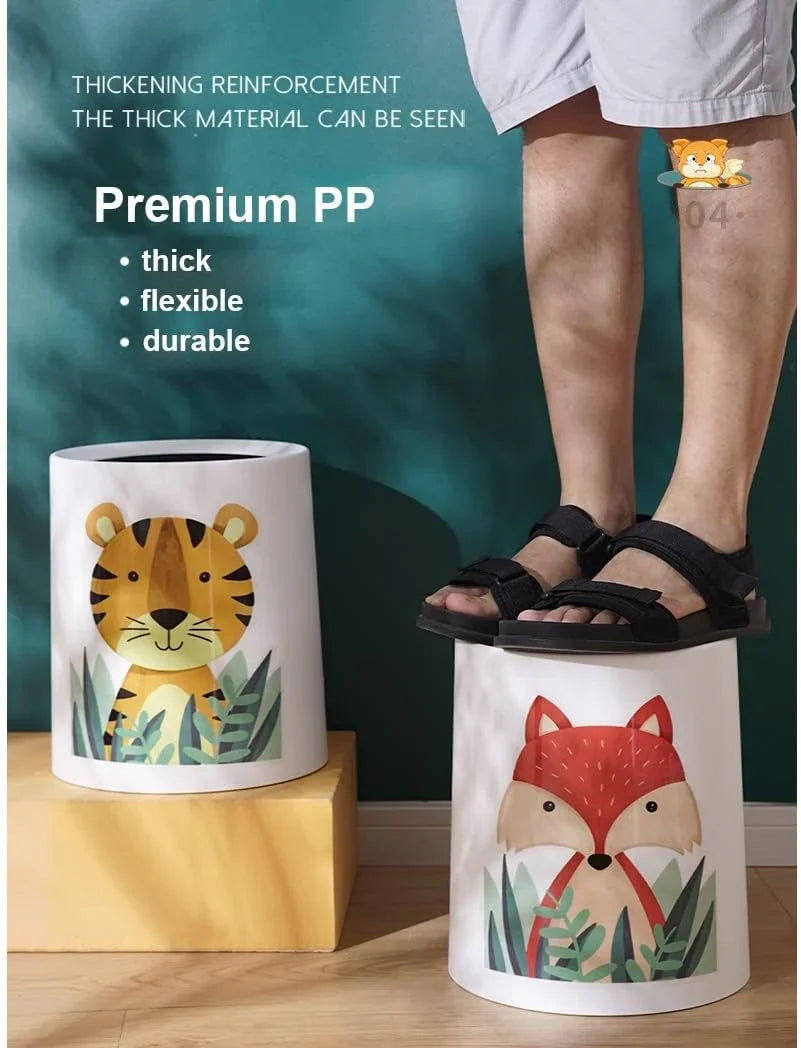 Trash Can No Lid Cute Kitchen Living Room Children's Room Bedroom Office Garbage Can Large Waste Paper Basket Toilet (Color : Tiger)