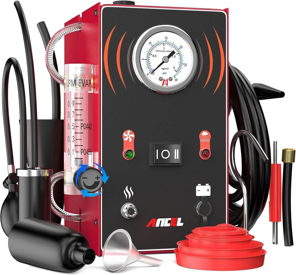 Smoke machine - The car model comes with an internal air pump, evaporative smoke machine leakage tester (with pressure gauge and flow meter), odorless car smoke machine leakage detector, and vacuum-type smoke tester for cars.