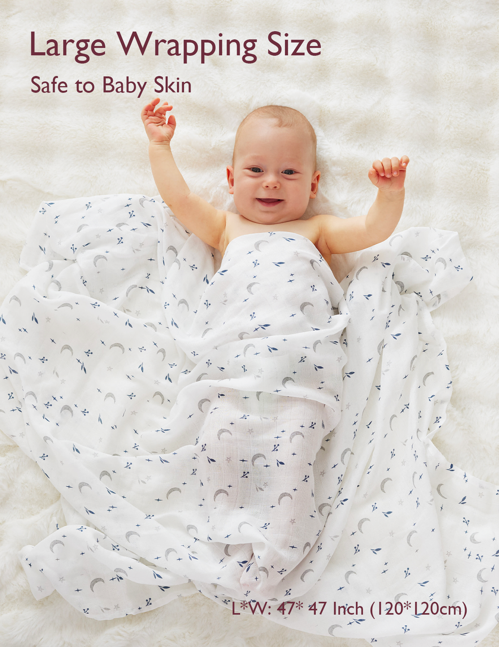 Momcozy Softness Swaddle Blankets -   Midnight Star Clouds (4 Pack)