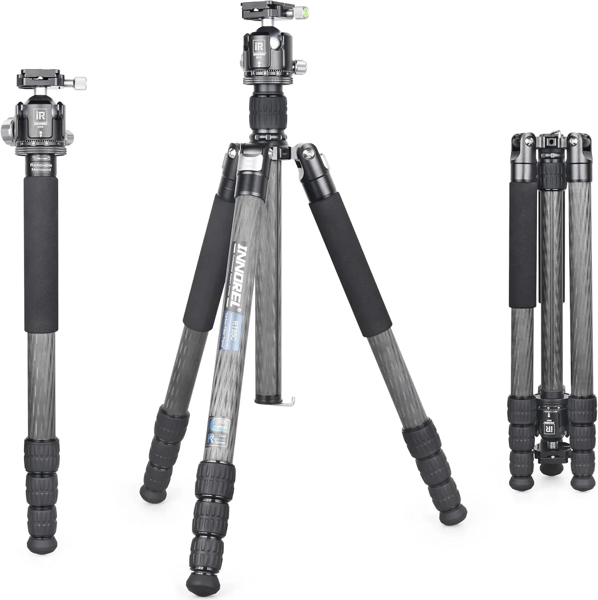 Super professional bracket, with low center of gravity, featuring low gravity effect, 360-degree rotating panoramic spherical connector, and green camouflage leg covers, suitable for digital single-lens reflex cameras.