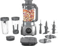Blender and food processor combination set, Foodi powerful blender system, suitable for making smoothies, bowl foods, spreads and milkshakes, with 6 functions, 72-ounce water jug, portable cup, silver color, SS401 model.