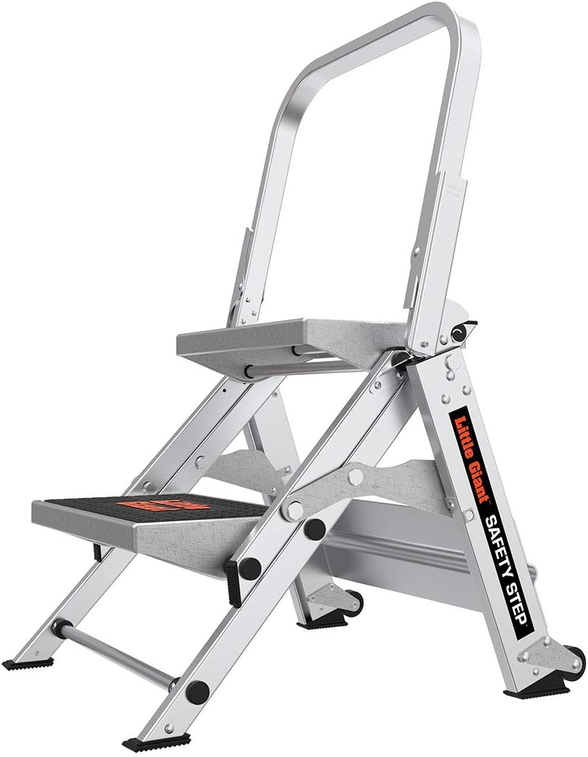 Little Giant Ladder, Safety Step, Three-step Design, 3 feet high, Footrest, Aluminum, Type 1A, Load Capacity 300 pounds