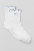 Women's Lettuce Edge Sock - White/Winter Frost