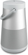 Bluetooth speaker, portable speaker with microphone, wireless and waterproof, 360-degree omnidirectional sound output, long-lasting battery and handle, silver appearance