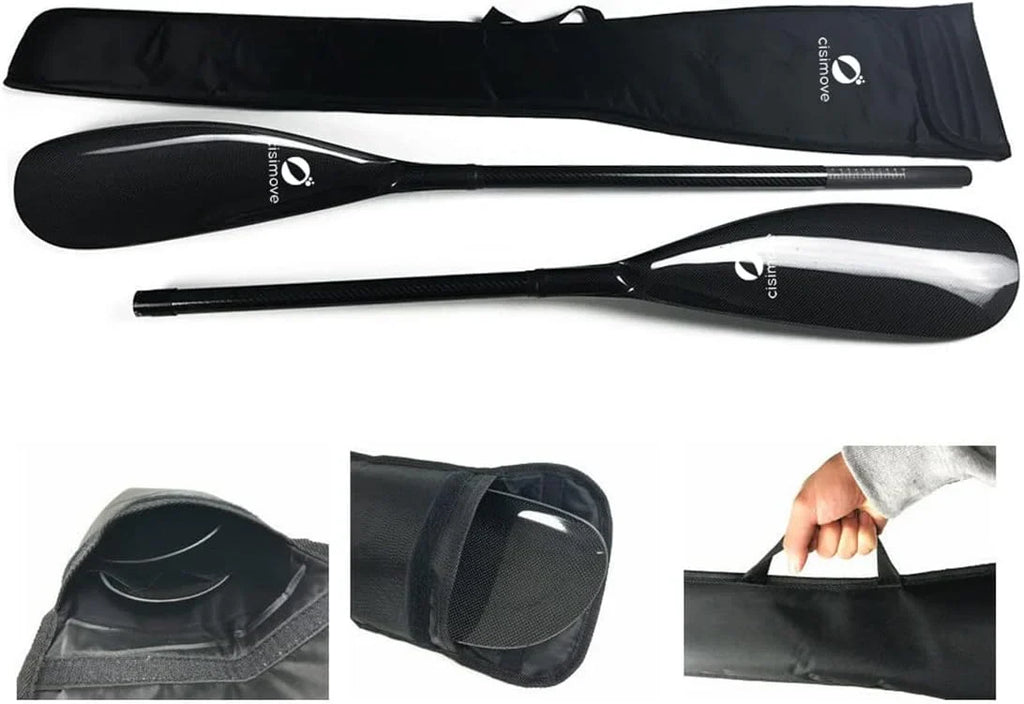 High-performance lightweight double-body carbon fiber kayak paddle, featuring wing-shaped blades, elliptical shafts and adjustable knobs (suitable for users with a height of 215 - 225 centimeters)
