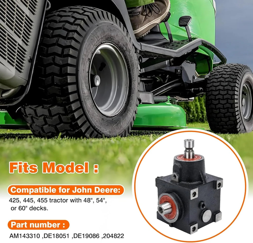 Grass mower chassis gearbox, compatible with John Deere 425, 445, and 455 tractors, suitable for 48-inch, 54-inch, and 60-inch grass mower chassis, replaceable