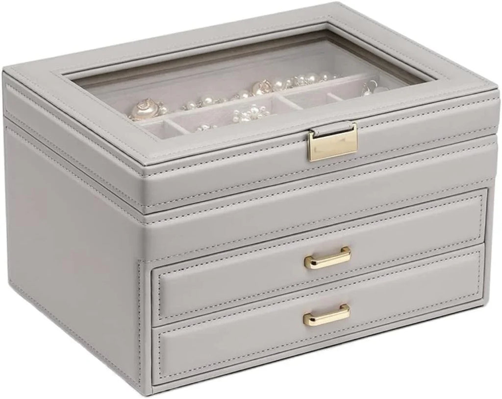 Jewelry Box Jewelry Case PU Leather Jewelry Box Jewelry Storage Box Earring Ear Stud Ring Necklace Organizer Case Jewelry Organizer