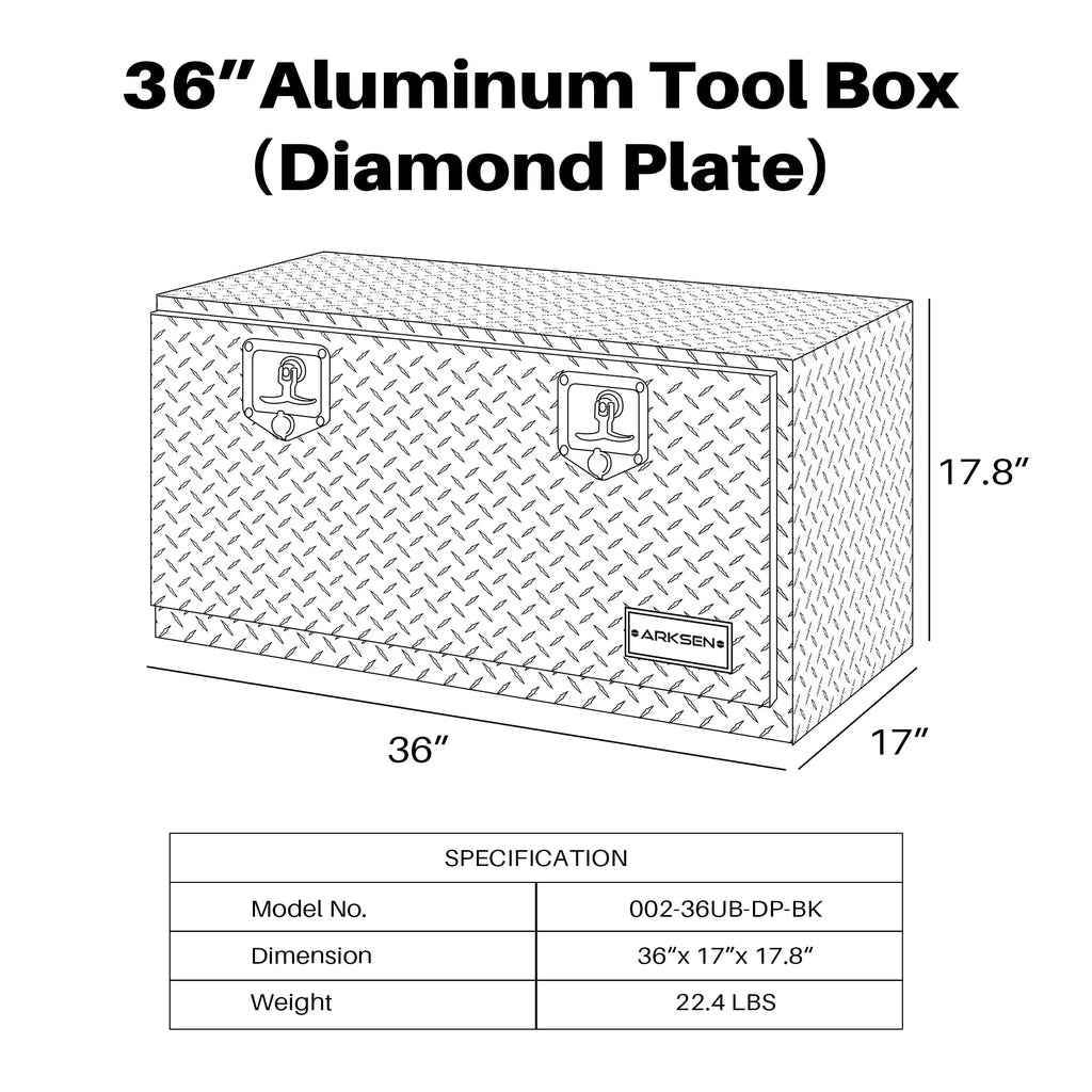 36 Inch Heavy Duty Aluminum Diamond Plate Tool Underbody Box