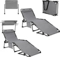 2-Seater Sun Chair with Facial Opening, Outdoor Foldable Portable Lounge Chair, Adjustable Five-Legged Folding Chair, With Sunshade, Suitable for Outdoor Beach, Gray Version